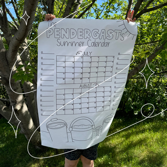 Summer Calendar Name Poster
